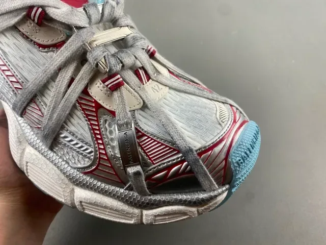 Nike Zoom 2K Silver Red Layered Synthetic Cage Sculpted Wavy Midsole Chunky Sneakers 2