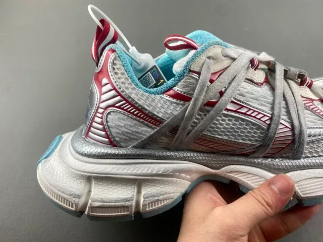 Nike Zoom 2K Silver Red Layered Synthetic Cage Sculpted Wavy Midsole Chunky Sneakers 3