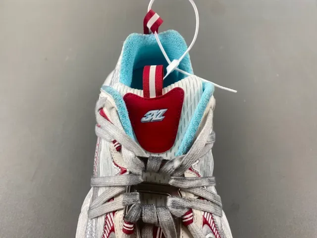 Nike Zoom 2K Silver Red Layered Synthetic Cage Sculpted Wavy Midsole Chunky Sneakers 6