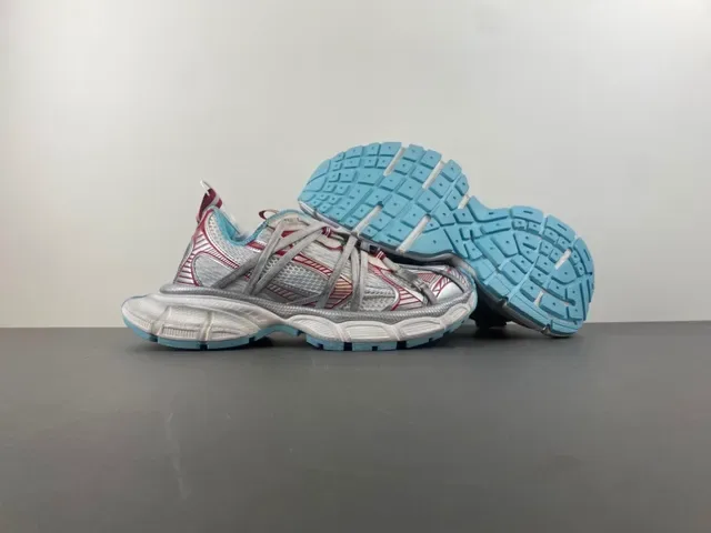 Nike Zoom 2K Silver Red Layered Synthetic Cage Sculpted Wavy Midsole Chunky Sneakers 12