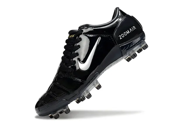 Nike Zoom Air أسود لامع أرض صلبة أحذية كرة القدم 4