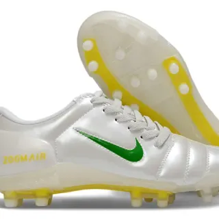 Nike Zoom Air Blanc Vert Jaune Firm-Ground Chaussures de Football