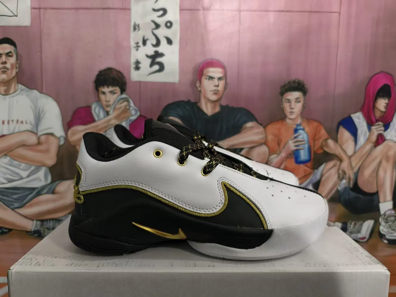 Nike Zoom GP White Black Gold Basketball Shoes 4