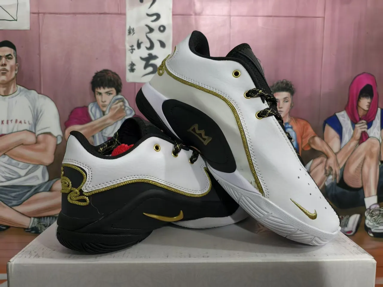 Nike Zoom GP White Black Gold Basketball Shoes 5