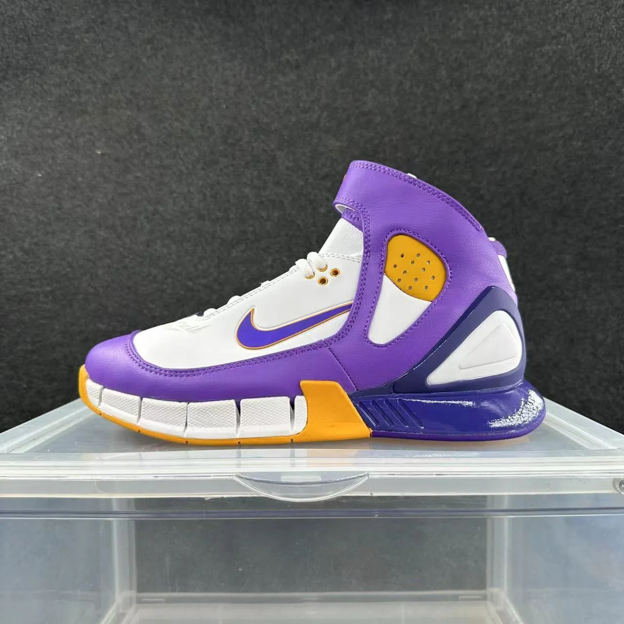 Nike Zoom Huarache 2K4 White Purple Yellow Chaussures de basket-ball 2