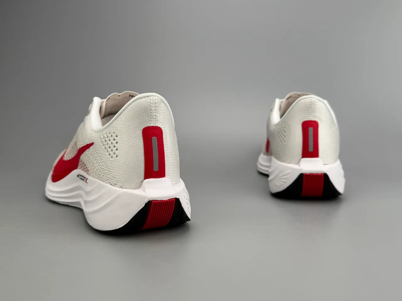 Nike ZoomX White Red Engineered Knit Upper Bold Swoosh Overlay Running Shoes 6