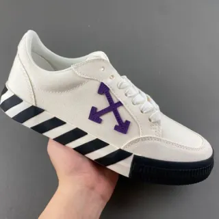 Off-White Black Canvas Upper Diagonal Striped Midsole Lifestyle Sneakers
