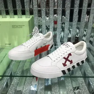 Off-White Burgundy Low-Top Canvas Upper Lifestyle Sneakers