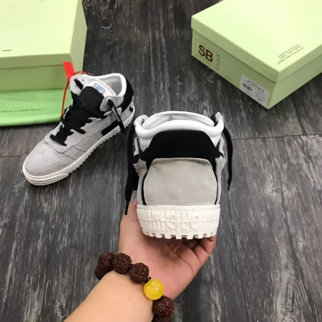 Off-White Gray Black High-Top Industrial Design Lifestyle Sneakers 3