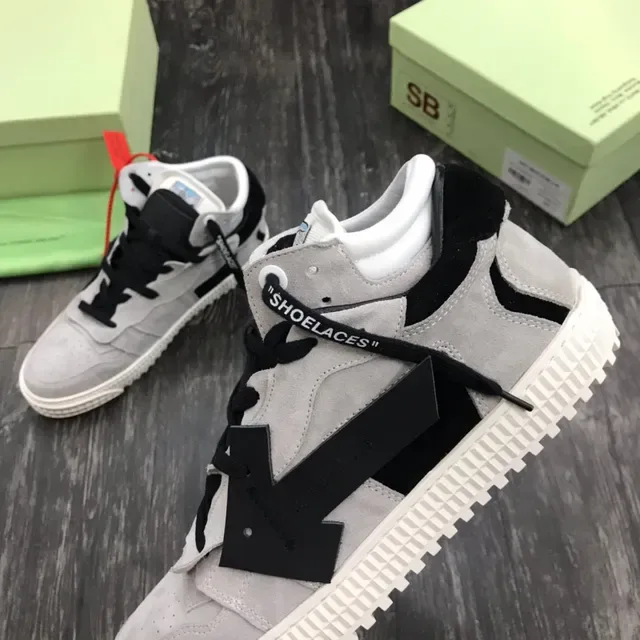 Off-White Gray Black High-Top Industrial Design Lifestyle Sneakers 5
