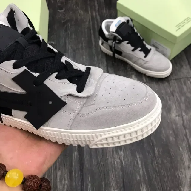 Off-White Gray Black High-Top Industrial Design Lifestyle Sneakers 6