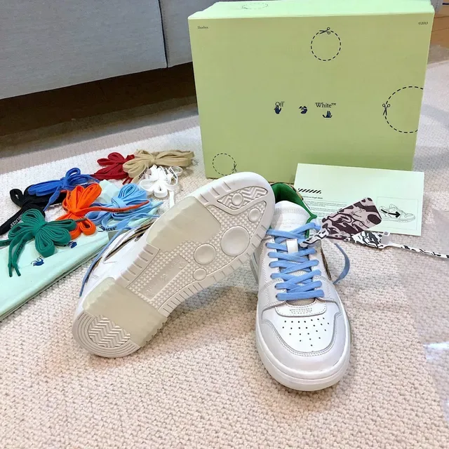 Off-White أخضر تصميم صناعي لوحة أنماط النمر حذاء رياضي كثيف 3