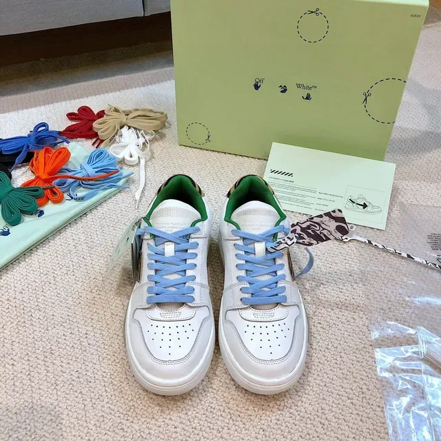 Off-White أخضر تصميم صناعي لوحة أنماط النمر حذاء رياضي كثيف 6