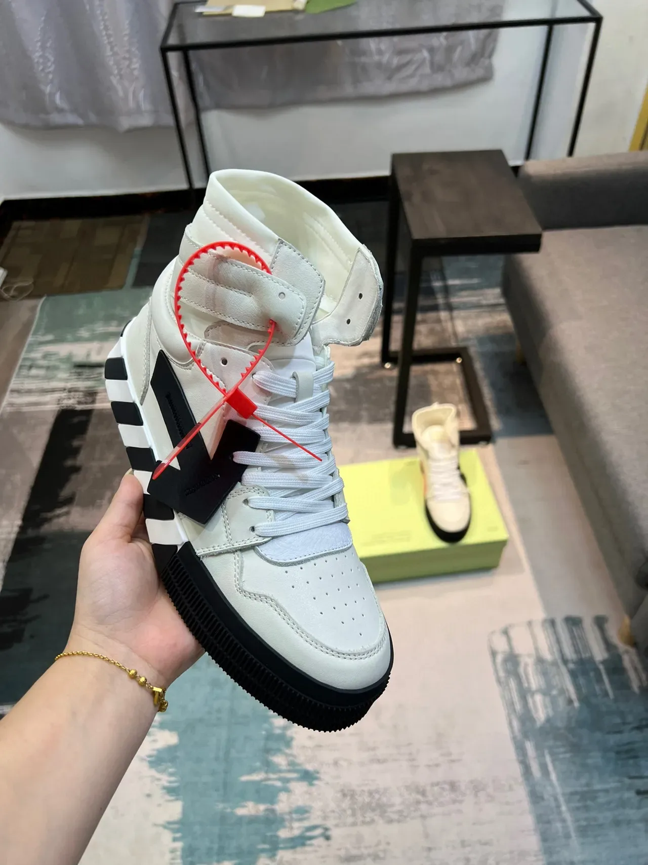 Off-White Industrial High-Top White and Black Lifestyle Sneakers 6