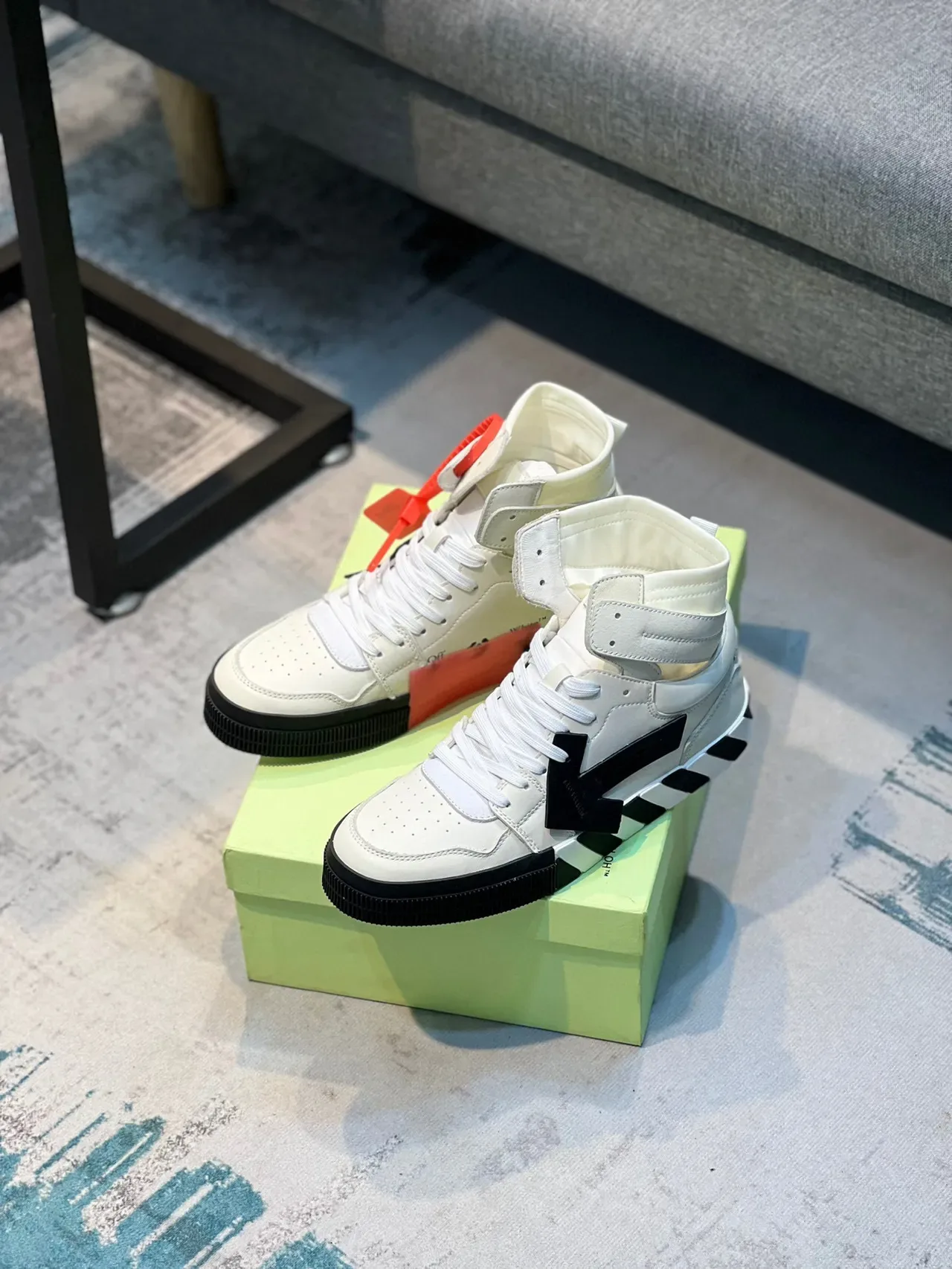 Off-White Industrial High-Top White and Black Lifestyle Sneakers 7