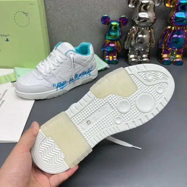 Off-White Industrial Low Top أبيض وسيان للمشي لايف ستايل سينرز 2
