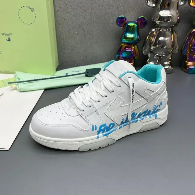 Off-White Industrial Low Top أبيض وسيان للمشي لايف ستايل سينرز 4