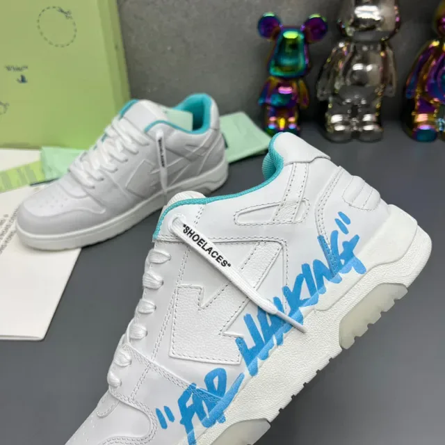 Off-White Industrial Low Top أبيض وسيان للمشي لايف ستايل سينرز 5