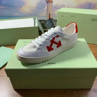 Off-White Red Canvas Upper Arrow Logo Lifestyle Sneakers