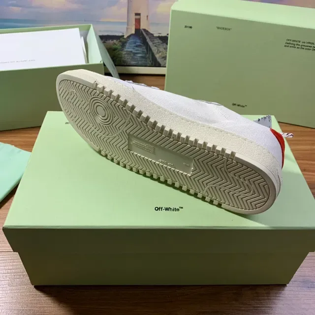 Off-White Red Canvas Upper Arrow Logo Lifestyle Sneakers 2