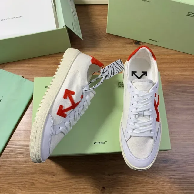 Off-White Red Canvas Upper Arrow Logo Lifestyle Sneakers 6