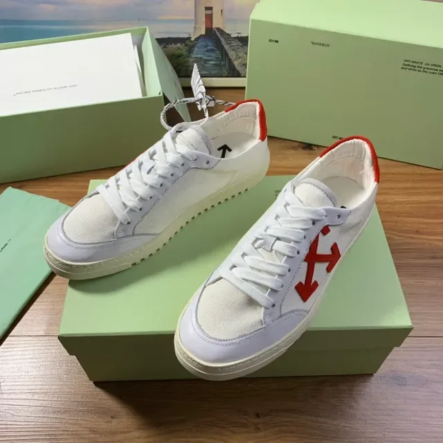 Off-White Red Canvas Upper Arrow Logo Lifestyle Sneakers 8
