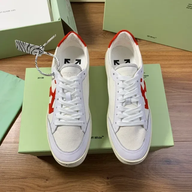 Off-White Red Canvas Upper Arrow Logo Lifestyle Sneakers 9