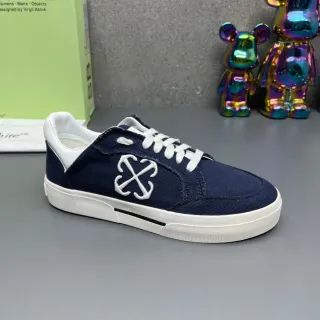 Off-White The Ten Navy Canvas Upper Embroidered Industrial Cross Logo Lifestyle Sneakers