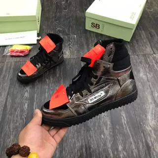 Off-White The Ten Silver Black High-Top Metallic Distressed Upper Lifestyle Sneakers