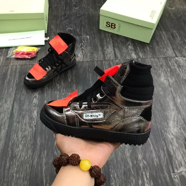 Off-White The Ten Silver Black High-Top Metallic Distressed Upper Lifestyle Sneakers 4