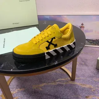 Off-White The Ten Yellow Black Suede Upper Diagonal Arrow Logo Lifestyle Sneakers
