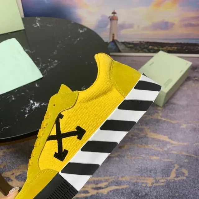 Off-White The Ten أصفر أسود سويد علوي شعار السهم القطري حذاء رياضي أسلوب حياة 3