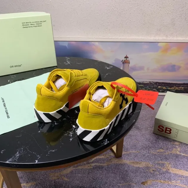 Off-White The Ten أصفر أسود سويد علوي شعار السهم القطري حذاء رياضي أسلوب حياة 5