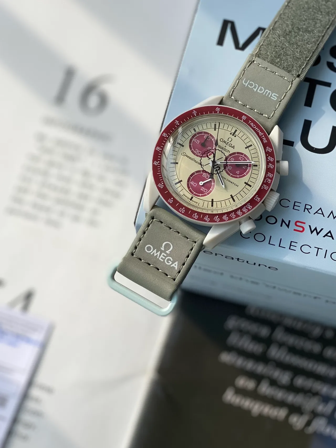 Omega Speedmaster MoonSwatch Mission to Mars ساعة بيوسيراميك ميكانيكية 6
