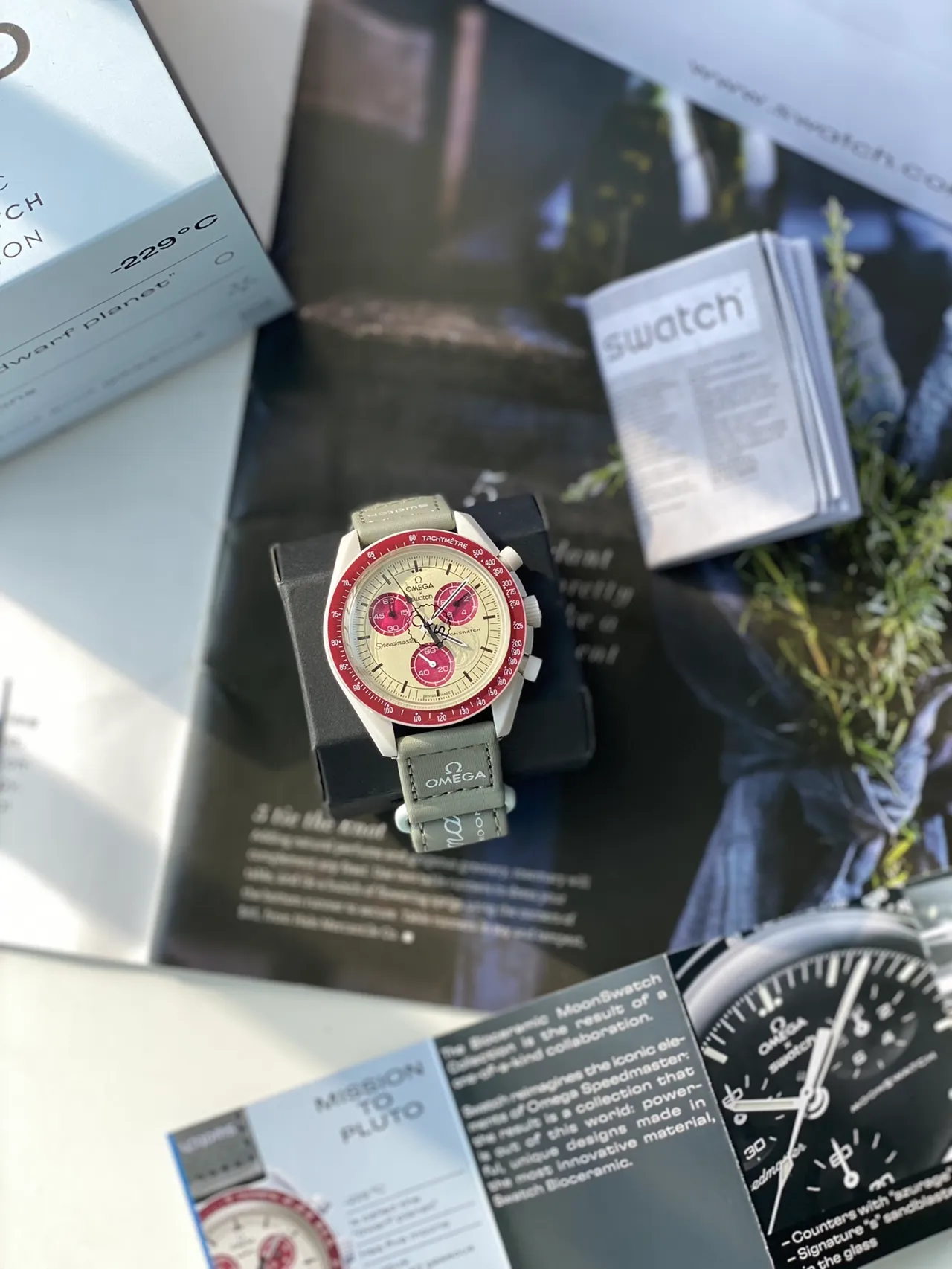 Omega Speedmaster MoonSwatch Mission to Mars ساعة بيوسيراميك ميكانيكية 8