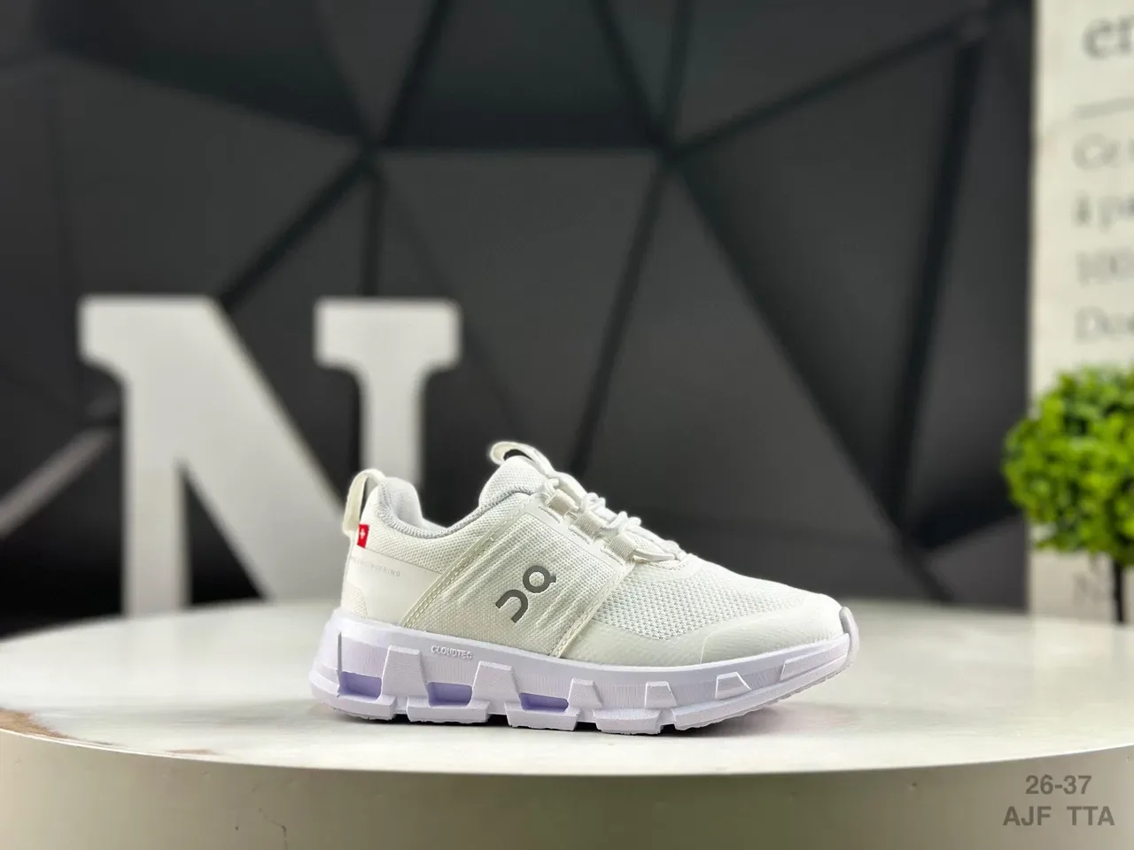 On Beige Purple Engineered Mesh Upper Segmented CloudTec Midsole Lifestyle Sneakers 2