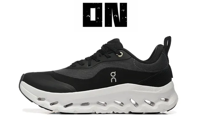 On Zapatillas lifestyle negras y blancas de bajo tobillo con upper de malla sintética 2