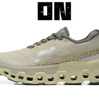 On Cloudmonster Beige Gray रनिंग जूते