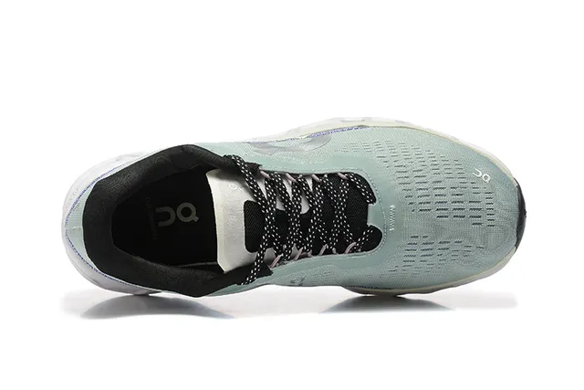 On Green Purple Engineered Mesh Upper Hollowed Hexagonal CloudTec Pods Running Shoes 3