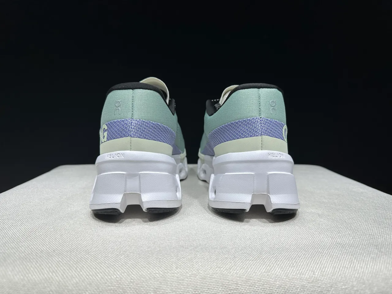 On Green Purple Engineered Mesh Upper Hollowed Hexagonal CloudTec Pods Running Shoes 6