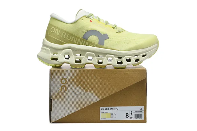 On Amarillo Gris Parte Superior de Tejido Ingeniería Podos de Mediplanta Hexagonal Huecos Zapatos de Running 2