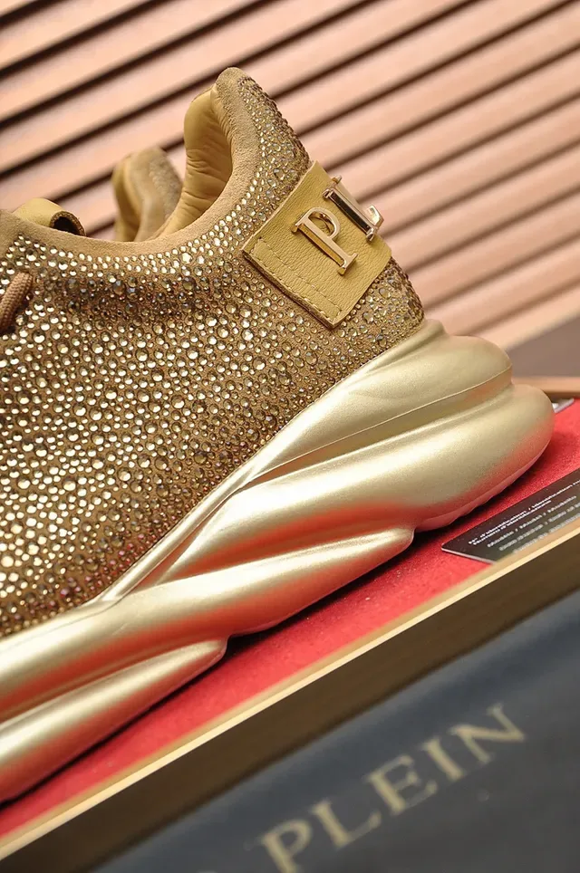 Philipp Plein Active Studded Metallic Gold Chunky Sneakers 2