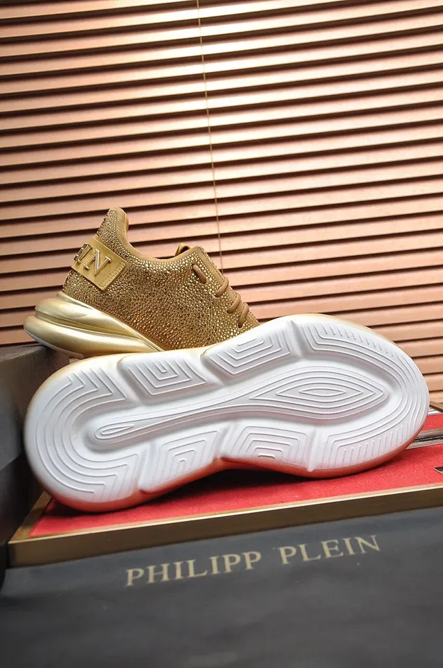 Philipp Plein Active Studded Metallic Gold Chunky Sneakers 4
