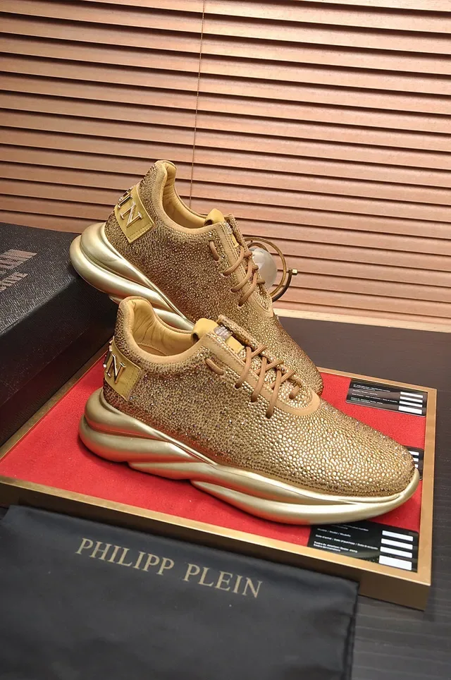 Philipp Plein Active Studded Metallic Gold Chunky Sneakers 5
