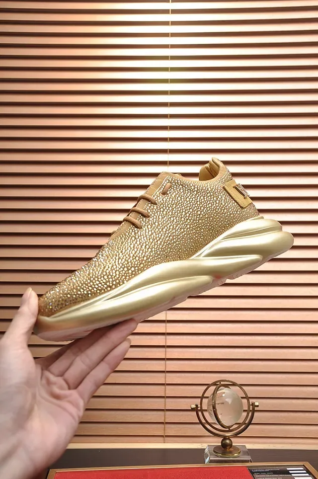 Philipp Plein Active Studded Metallic Gold Chunky Sneakers 6
