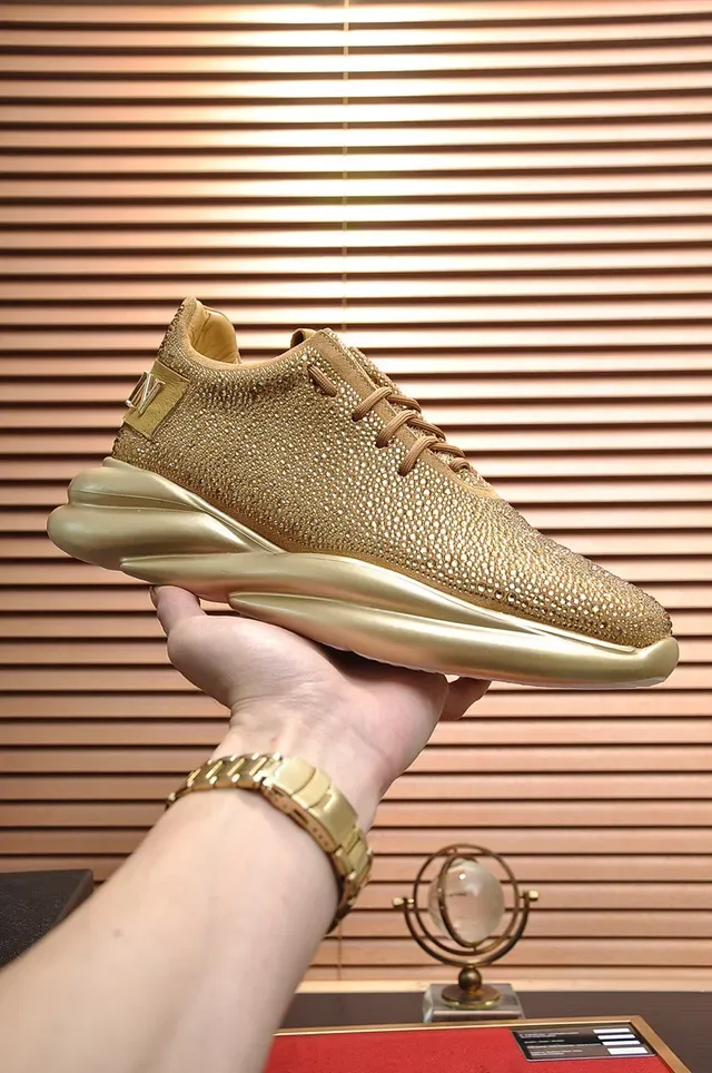 Philipp Plein Active Studded Metallic Gold Chunky Sneakers 7