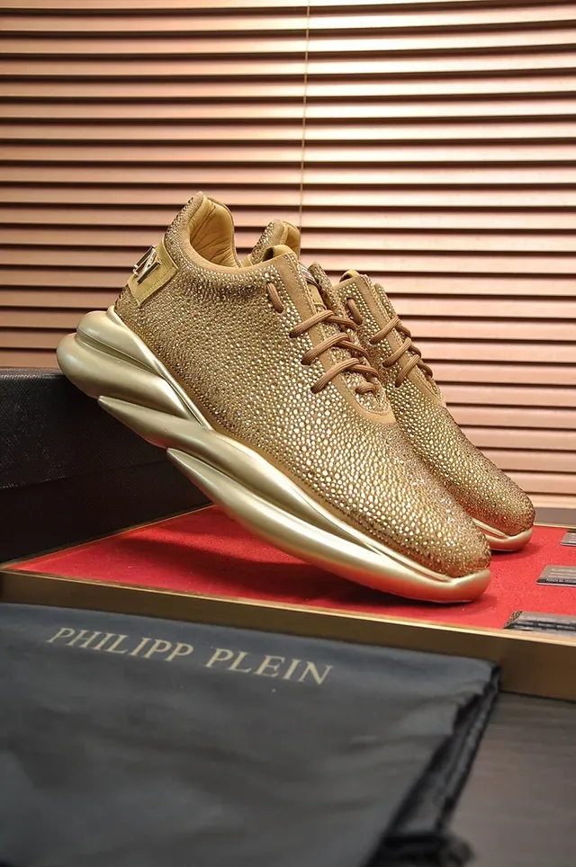 Philipp Plein Active Studded Metallic Gold Chunky Sneakers 8