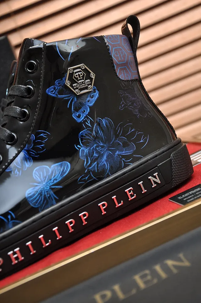 Philipp Plein কালো নীল হাই-টপ প্যাটেন্ট লেদার লাইফস্টাইল স্নিকার 2