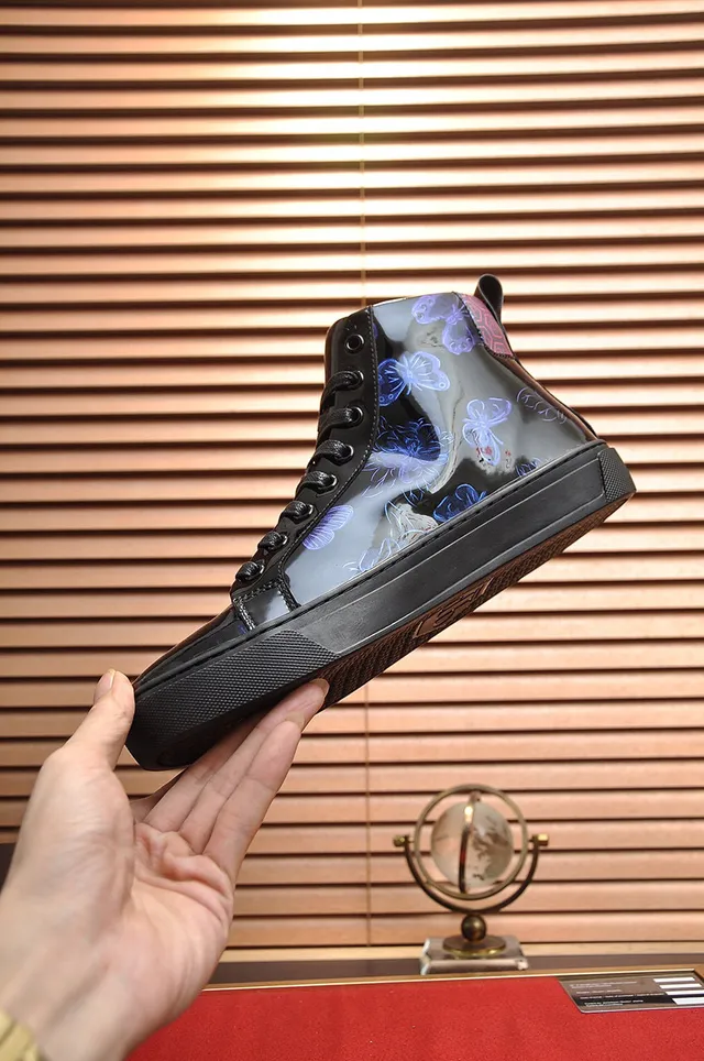 Philipp Plein কালো নীল হাই-টপ প্যাটেন্ট লেদার লাইফস্টাইল স্নিকার 6