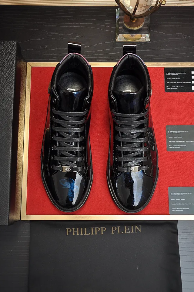 Philipp Plein কালো নীল হাই-টপ প্যাটেন্ট লেদার লাইফস্টাইল স্নিকার 9